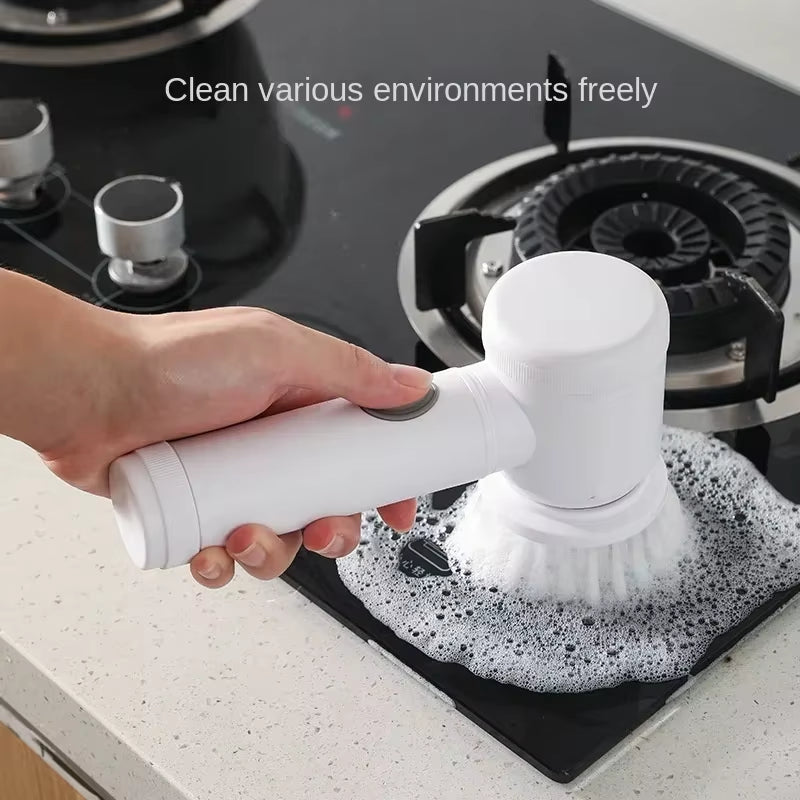 Electric Spin Scrubber – Power Cleaning Brush with 5 Replaceable Heads for Bathroom & Floor