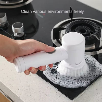 Electric Spin Scrubber – Power Cleaning Brush with 5 Replaceable Heads for Bathroom & Floor