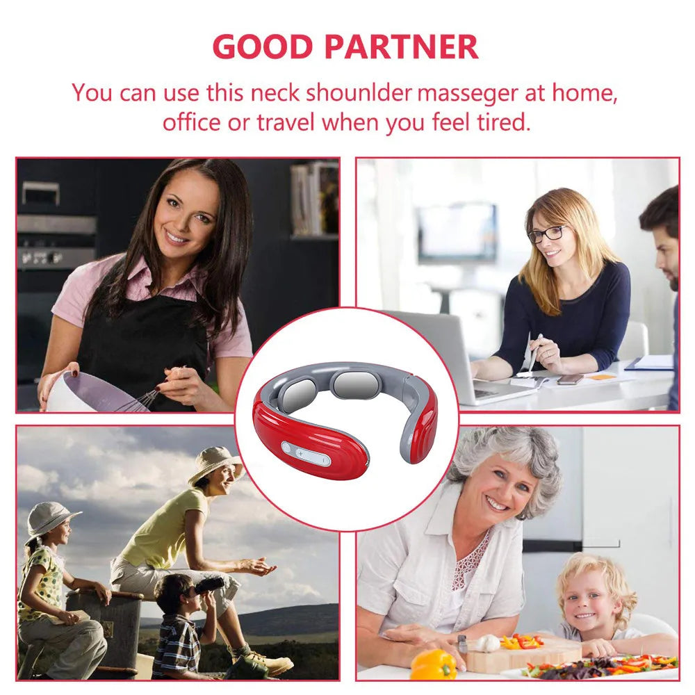 6-Mode Electric Neck Massager – EMS Pulse & Infrared Heat for Cervical Pain Relief