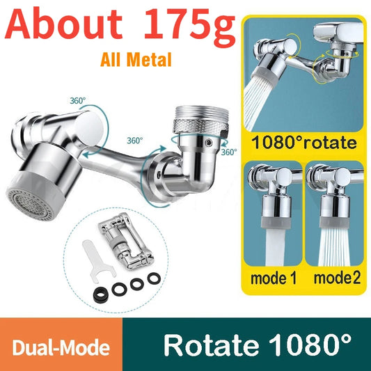 1080° Rotating Faucet Sprayer Head – Universal Metal Aerator Extender Nozzle with 22/24mm Adapter for Kitchen Sink