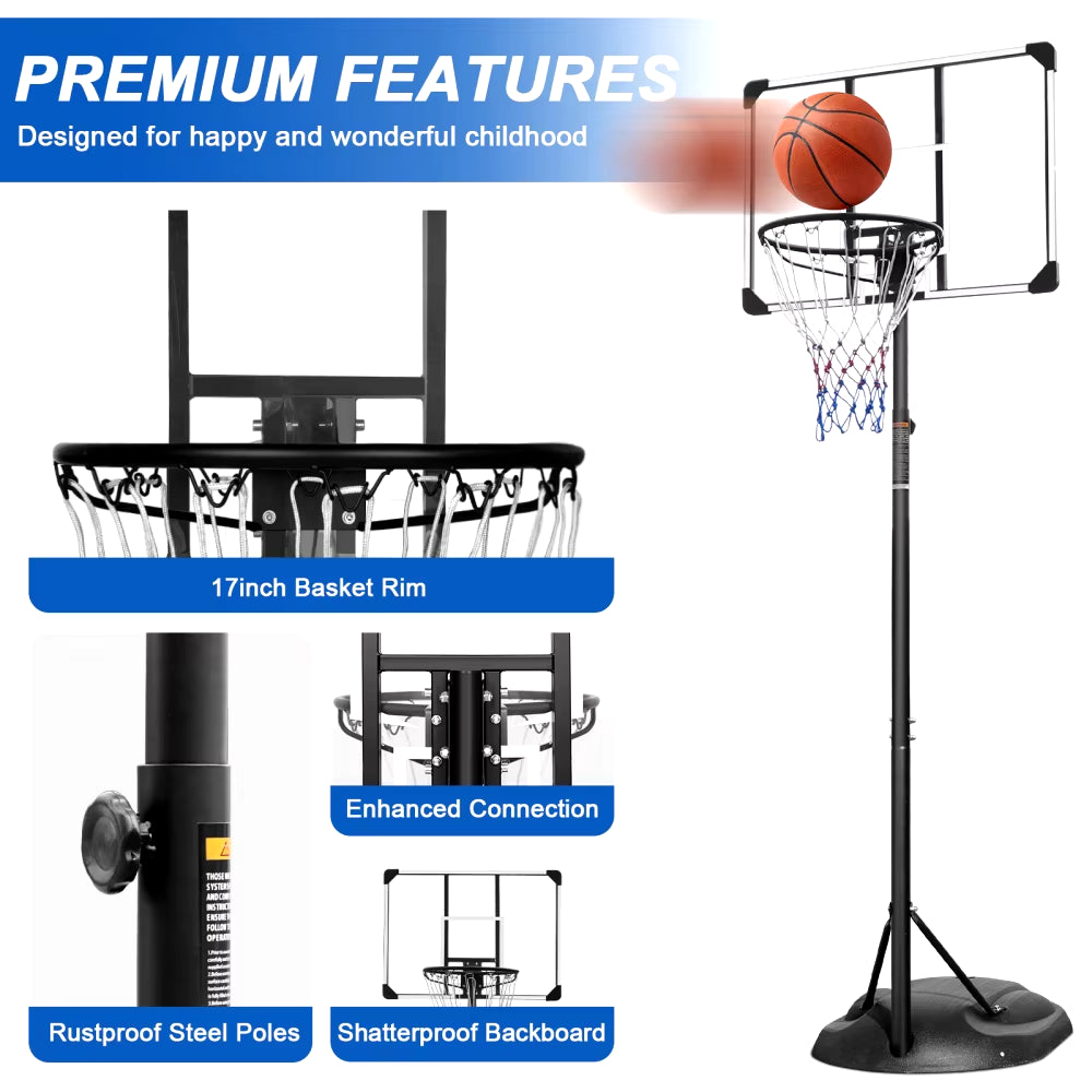 Adjustable Basketball Stand – Portable Hoop System with 32-Inch Backboard for Indoor & Outdoor Use