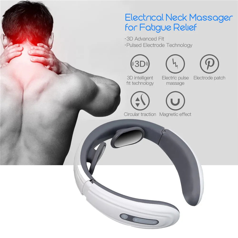 6-Mode Electric Neck Massager – EMS Pulse & Infrared Heat for Cervical Pain Relief