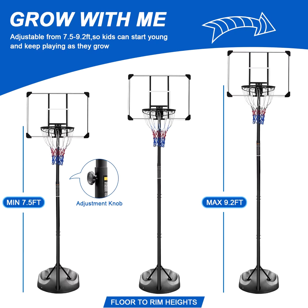 Adjustable Basketball Stand – Portable Hoop System with 32-Inch Backboard for Indoor & Outdoor Use